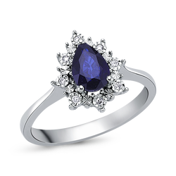 0,91 Karat Pırlantalı Safir Yüzük