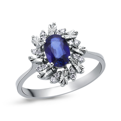 0,92 Karat Pırlantalı Safir Yüzük