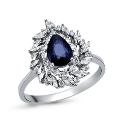 0,95 Karat Pırlantalı Safir Yüzük