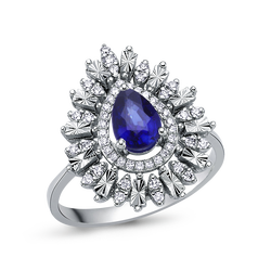 1,07 Karat Pırlantalı Safir Yüzük