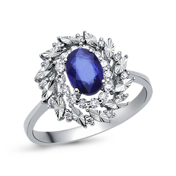 1,08 Karat Pırlantalı Safir Yüzük
